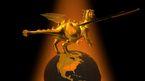 Dragon on the Rotating World Stock Footage 346179718