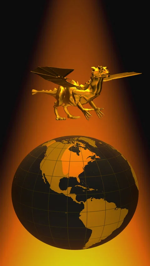 Dragon on the Rotating World Stock Footage 346179805