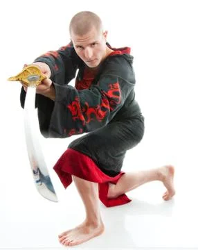Dragon samurai on white Stock Photos