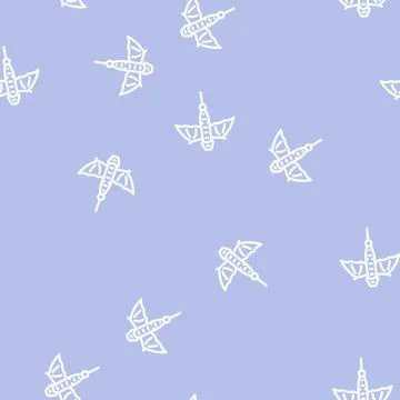 Dragon shape kite line vector seamless pattern Illustrazione stock