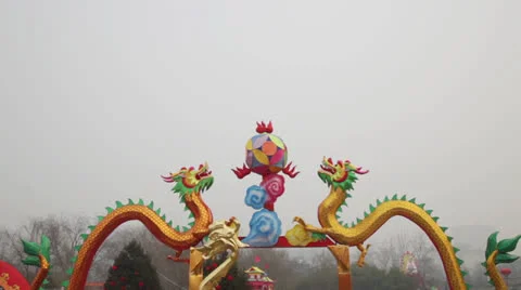 Dragon shaped lanterns decoration celebrate for the Spring Festival Stock Footage 24772876