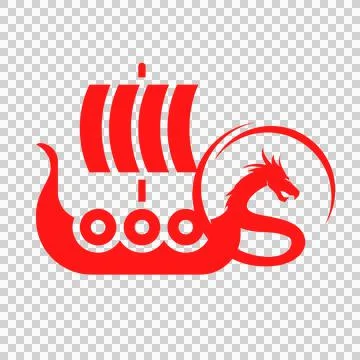 Dragon Ship Icon Logo Vector Illustration Illustrazione stock