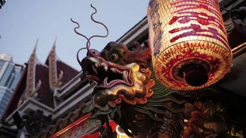 Dragon With Shrine Light in the evening Video stock 236730969