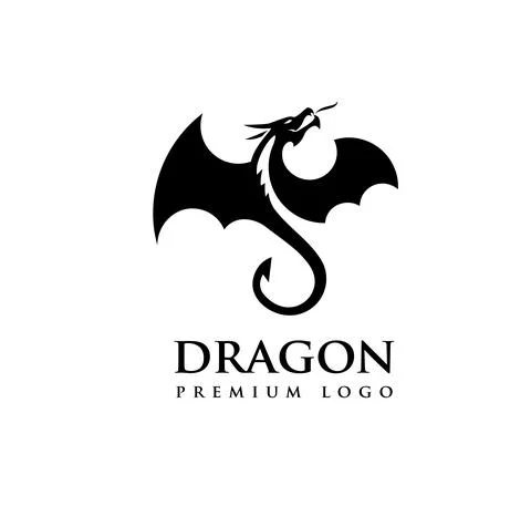 Dragon silhouette in a circle logo vector Stock Illustration