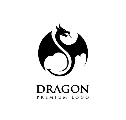 Dragon silhouette in a circle logo vector Illustrazione stock