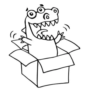 The dragon sitting in box. Vector illustration. Illustrazione stock