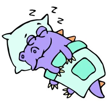 Dragon sleeping in bed. Vector illustration. Stock Illustration