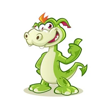 Dragon smiling cartoon mascot showing tumb up Stock Illustration