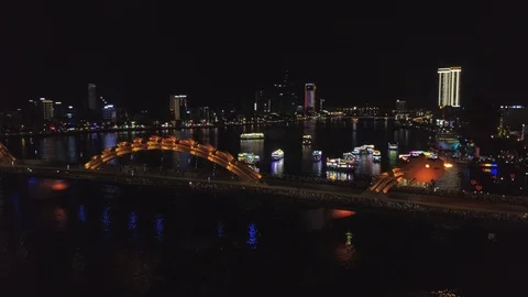 Dragon spewing fire as a performance in the city of Danang in Vietnam Stock-Footage 112784676