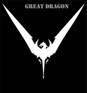 Dragon,  spreading its wing. White Dragon. Attacking Dragon. Stock Illustration