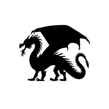 A DRAGON  STANDING silhouette Stock Illustration