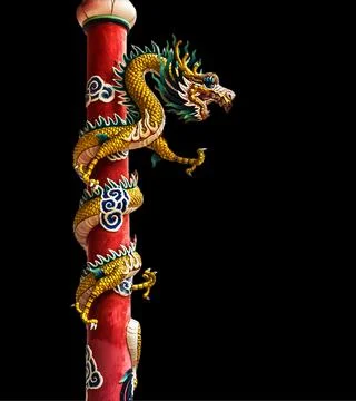 Dragon Statue on black background Stock Photos