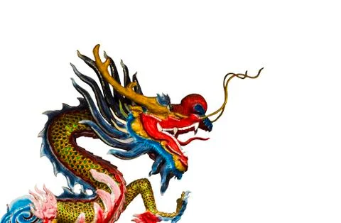 Dragon statue on china temple  isolated on white Stock Photos
