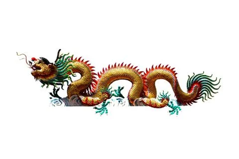 Dragon statue isolated with clipping path. Stock Photos