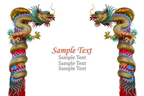 Dragon statue isolated with clipping path. Stock Photos