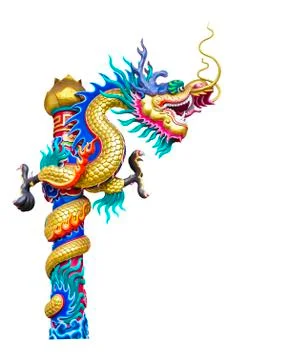 Dragon statue isolated on white Stock Photos