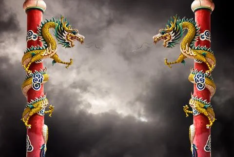 Dragon statue in the storm Stock Photos