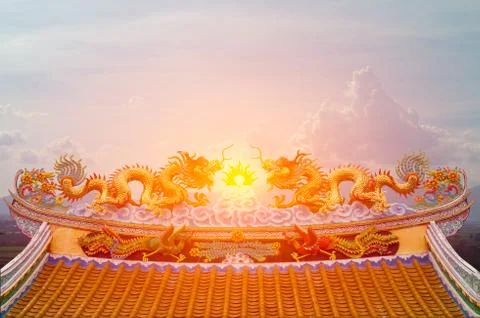Dragon statue with sun light background. Stock Photos