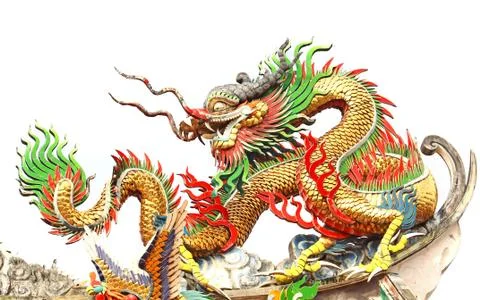 Dragon statue on white background Stock Photos
