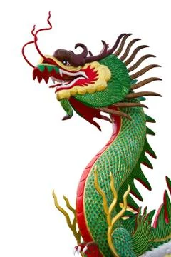 Dragon statue on white background Stock Photos