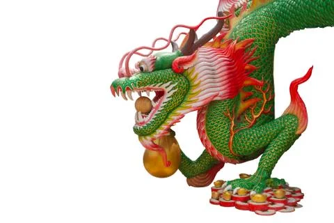 Dragon statue on white background. Stock Photos