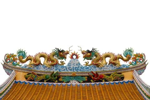 Dragon statue on white background. Stock Photos