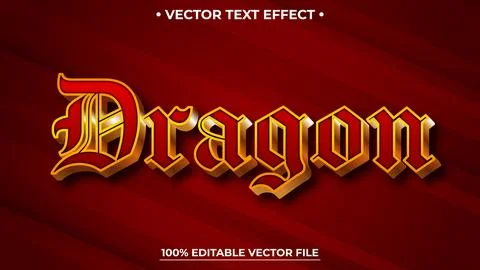 Dragon Text Effect on luxury Red and gold style Stock Illustration
