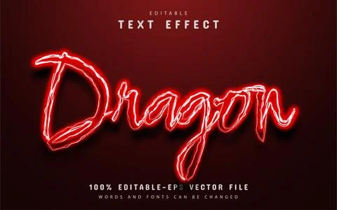 Dragon text effect neon style Stock Illustration
