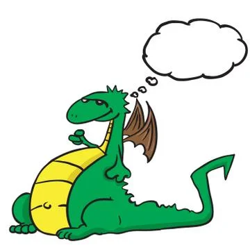 Dragon with thought bubble Stock Illustration