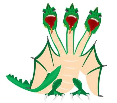 Dragon with three heads Stock Illustration