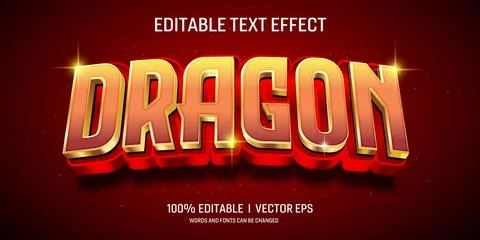 Dragon vector 3d text effect with modern style design Stock Illustration