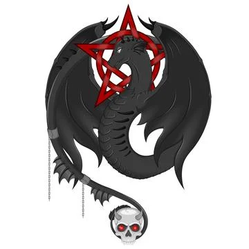 Dragon vector design with pentagram Stock Illustration