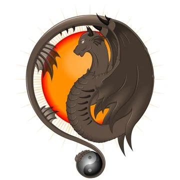 Dragon vector design with yinyang Stock Illustration