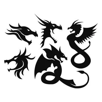 Dragon vector illustration, emblem on white background Stock Illustration