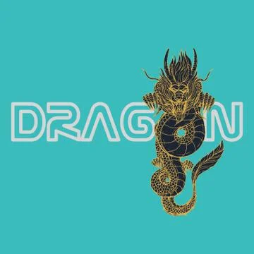 DRAGON vintage logo vector design Stock Illustration