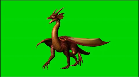 Dragon walk - isolated green screen footage Stockbeeldmateriaal 33643280
