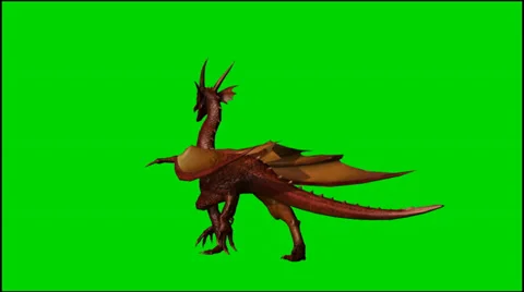 Dragon walk - isolated green screen footage Stock Footage 33643281
