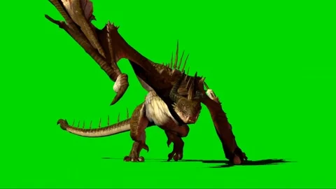 Dragon Walking on Green Screen 01 Stock Footage 222493068