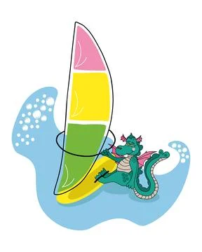 Dragon windsurfer Stock Illustration