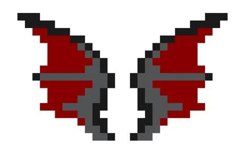 Dragon wing pixel pattern. Pixel dragon wing pixel image. Devil wing pattern. Illustrazione stock