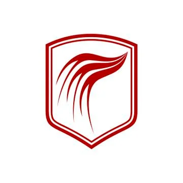 Dragon Wing Red Shield Symbol Design Stock Illustration
