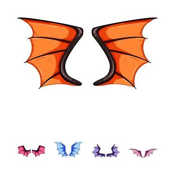 Dragon wings illustration set in various colors Stock Illustration