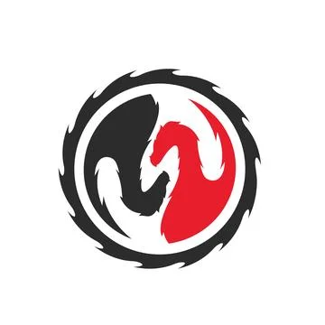 Dragon yin yang concept  vector illustration design Illustrazione stock