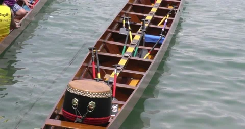 Dragonboat Drum &amp; Paddles Stock Footage 50188306