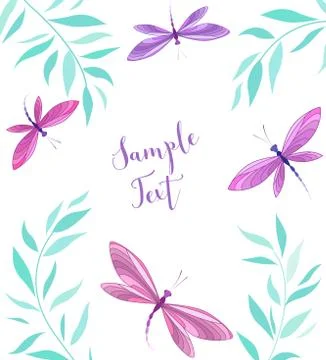 Dragonflies in flight Stock Illustration