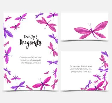 Dragonflies in flight Stock Illustration