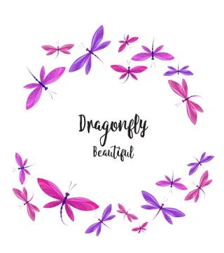 Dragonflies in flight Illustrazione stock