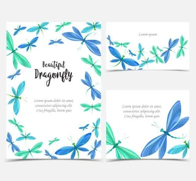 Dragonflies in flight Stock Illustration