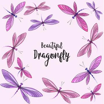 Dragonflies in flight Stock Illustration