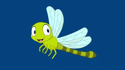 Dragonflies fly. 2d animation screen green Stock Footage